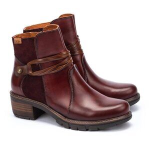 Womens Pikolinos San Sabastian Red Leather Ankle Boots Size 41 EU 10-10.5 US EUC